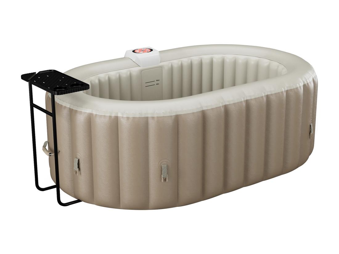 Vente Unique SPA Gonflable Ovale 2 Places - L190 X P120 X H65 Cm - 90 Buses D'air - Taupe Et Beige - B-LUCKY II
