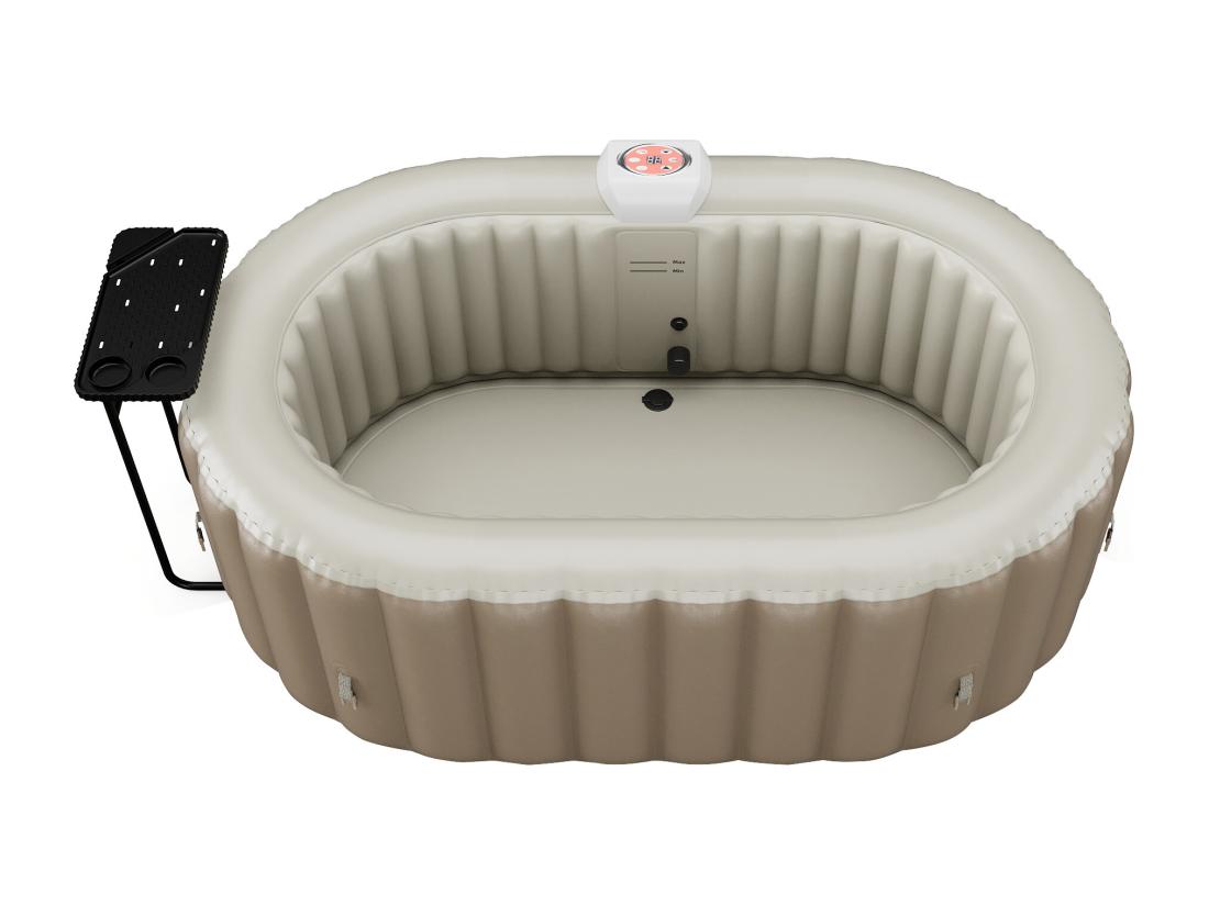 Vente Unique SPA Gonflable Ovale 2 Places - L190 X P120 X H65 Cm - 90 Buses D'air - Taupe Et Beige - B-LUCKY II