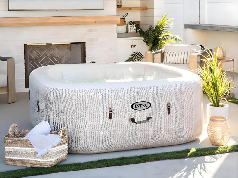 vente unique Spa gonflable PureSpa Chevron carré Bulles 4 places - Intex
