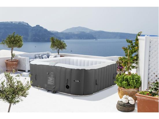 Vente Unique Spa Gonflable "RIVIERA" En PVC - 6 Places - Gris/blanc