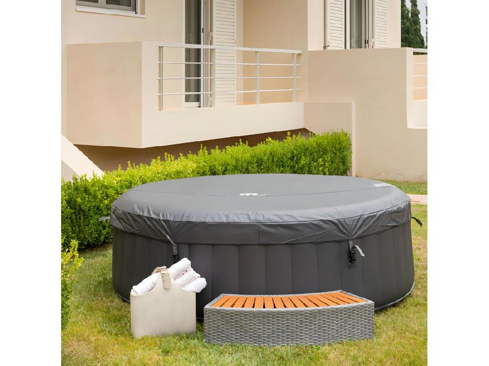 Vente Unique Spa Gonflable Rond 4 Places BERGEN Gris PVC Armé Ø180cm