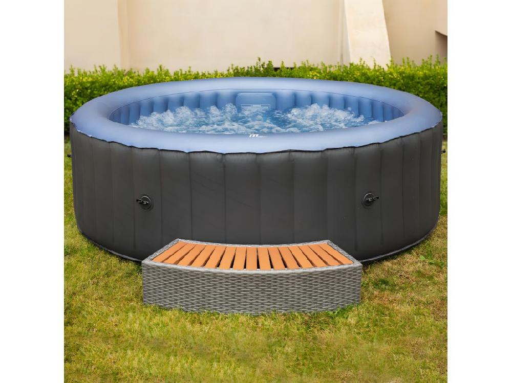 Vente Unique Spa Gonflable Rond 4 Places BERGEN Gris PVC Armé Ø180cm