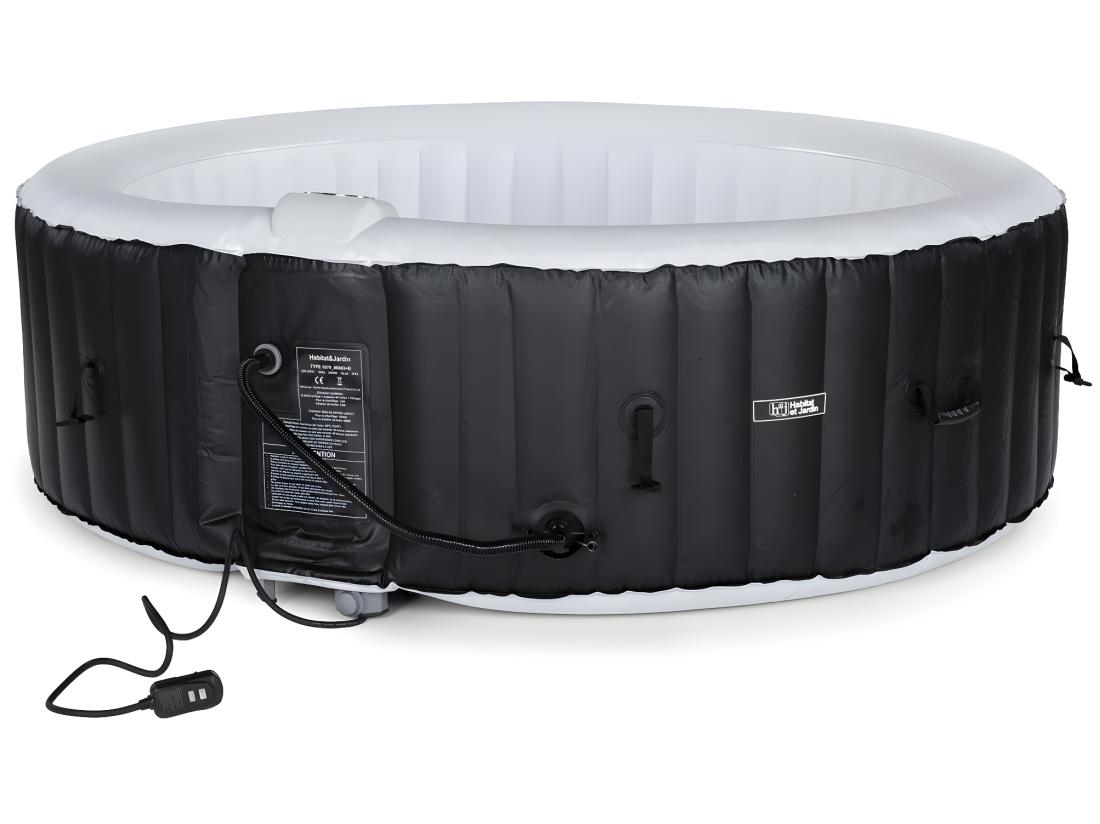 Vente Unique Spa Gonflable "St Tropez" 6 Places - Rond - Noir