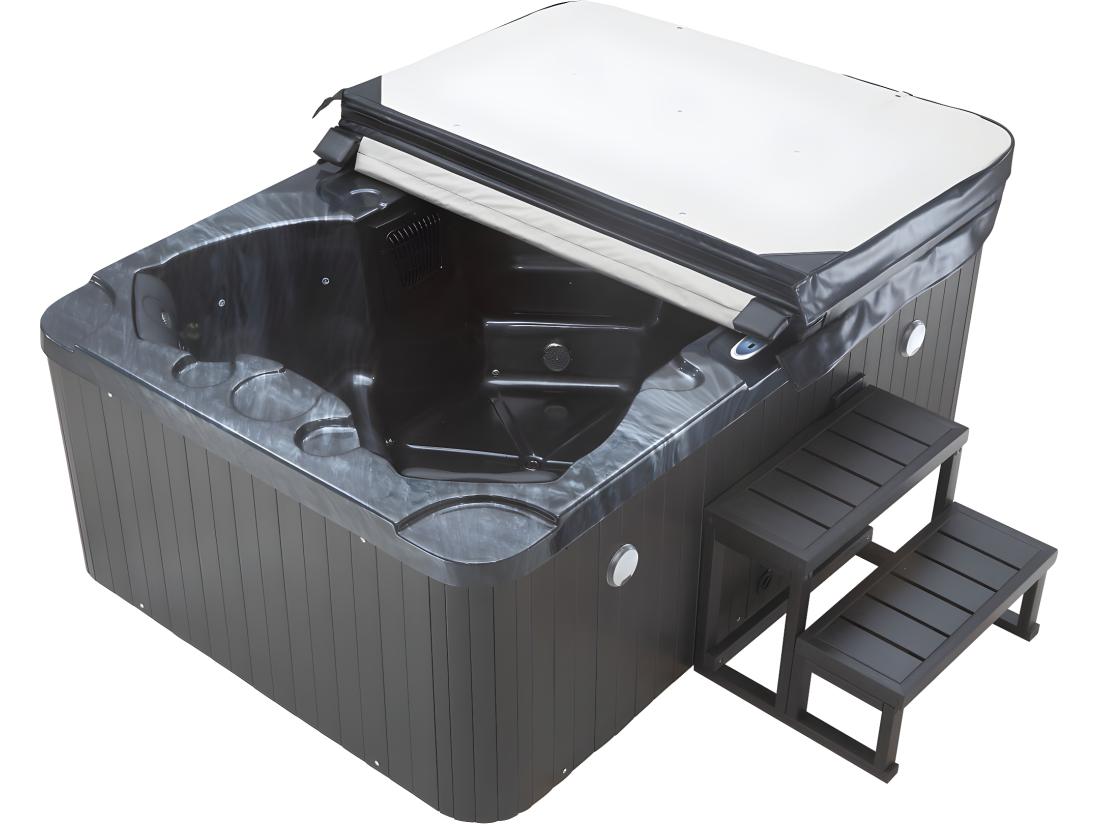 Vente Unique Spa LED "Haïti" 4 Places - Enceintes Bluetooth Intégrées - Gris