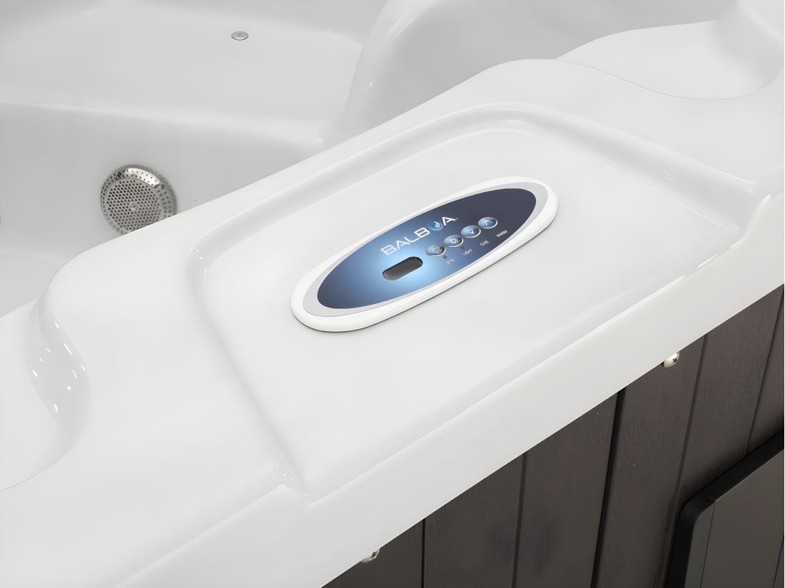 Vente Unique Spa LED "Haïti" 4 Places - Enceintes Bluetooth Intégrées - Blanc