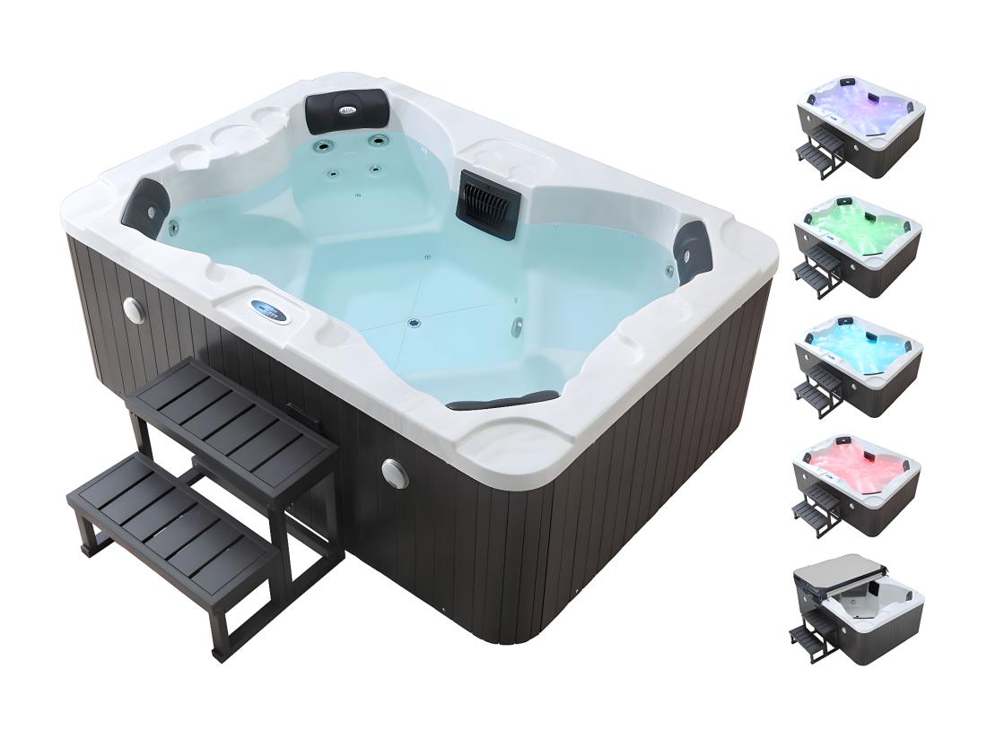 vente unique Spa LED "Haïti" 4 places - Enceintes bluetooth intégrées - Blanc