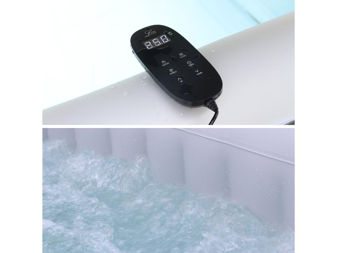 Vente Unique Spa MSPA Gonflable Carré – Fjord 4 - 4 Places. Système Anti-gel + Bâche. 160cm. PVC. Pompe. Chauffage. Gonfleur. Filtre