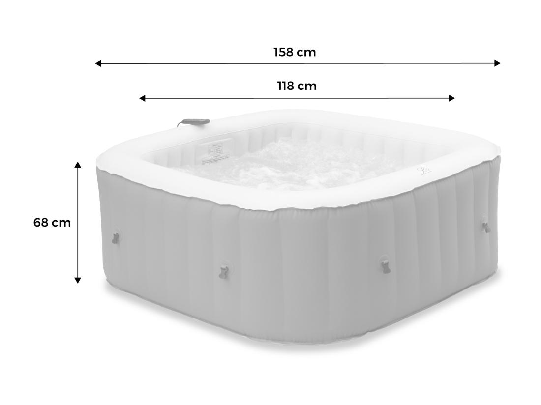 Vente Unique Spa MSPA Gonflable Carré – Fjord 4 - 4 Places. Système Anti-gel + Bâche. 160cm. PVC. Pompe. Chauffage. Gonfleur. Filtre