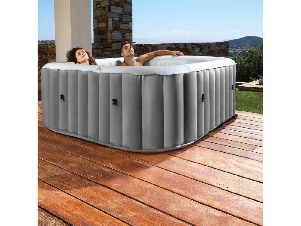 vente unique Spa MSPA gonflable carré – Fjord 6 - 6 places. système anti-gel et désinfection UVC + bâche. 185cm. PVC. pompe. chauffage. gonfleur. filtre