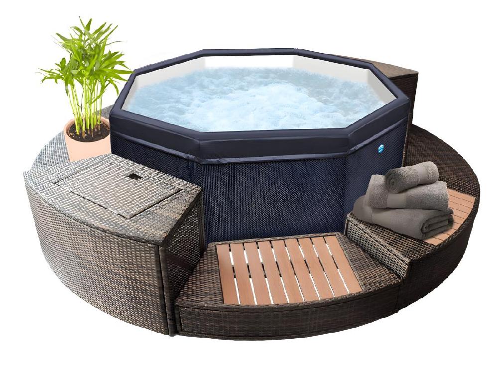 Vente Unique Spa Portable Semi-rigide Octopus Octogonal Bulles 4-6 Places Avec Mobilier - Netspa