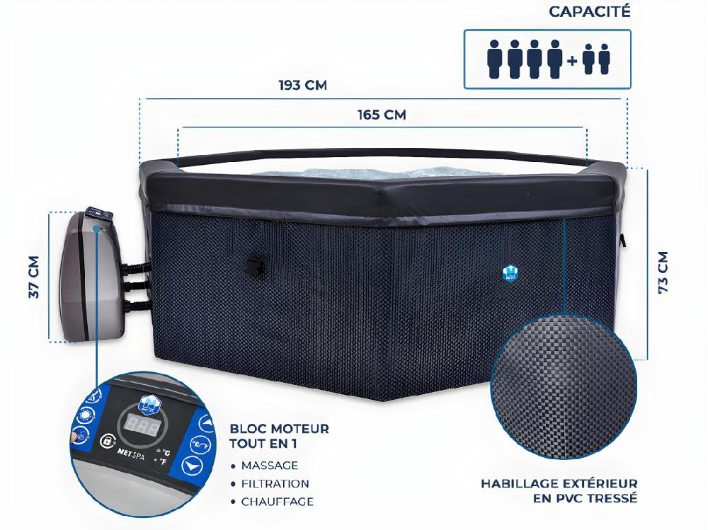 vente unique Spa portable semi-rigide Octopus octogonal Bulles 4-6 places - Netspa