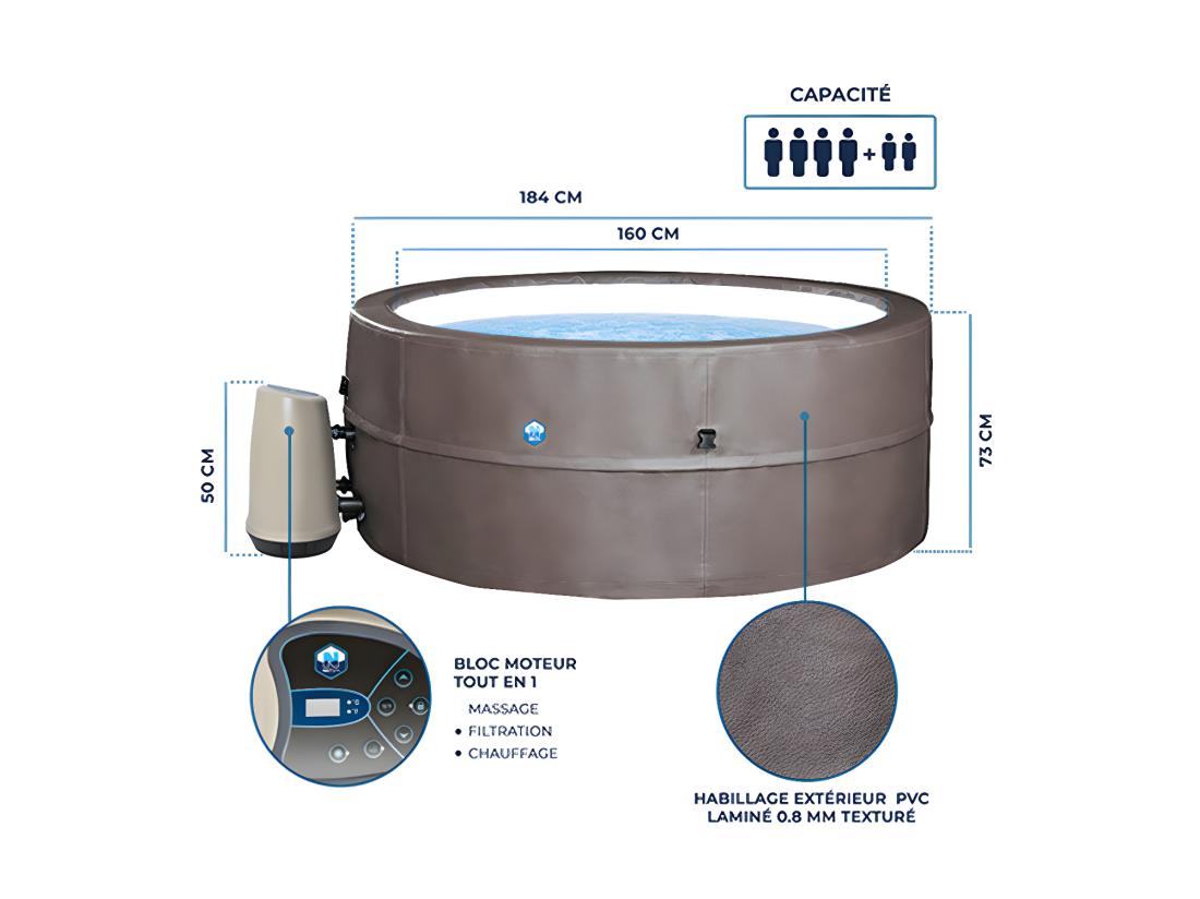 vente unique Spa portable semi-rigide Vita Premium rond Bulles 4-6 places - Netspa