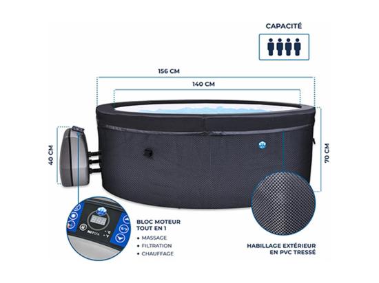 Vente Unique Spa Portable Semi-rigide Vita Rond Bulles 4 Places - Netspa