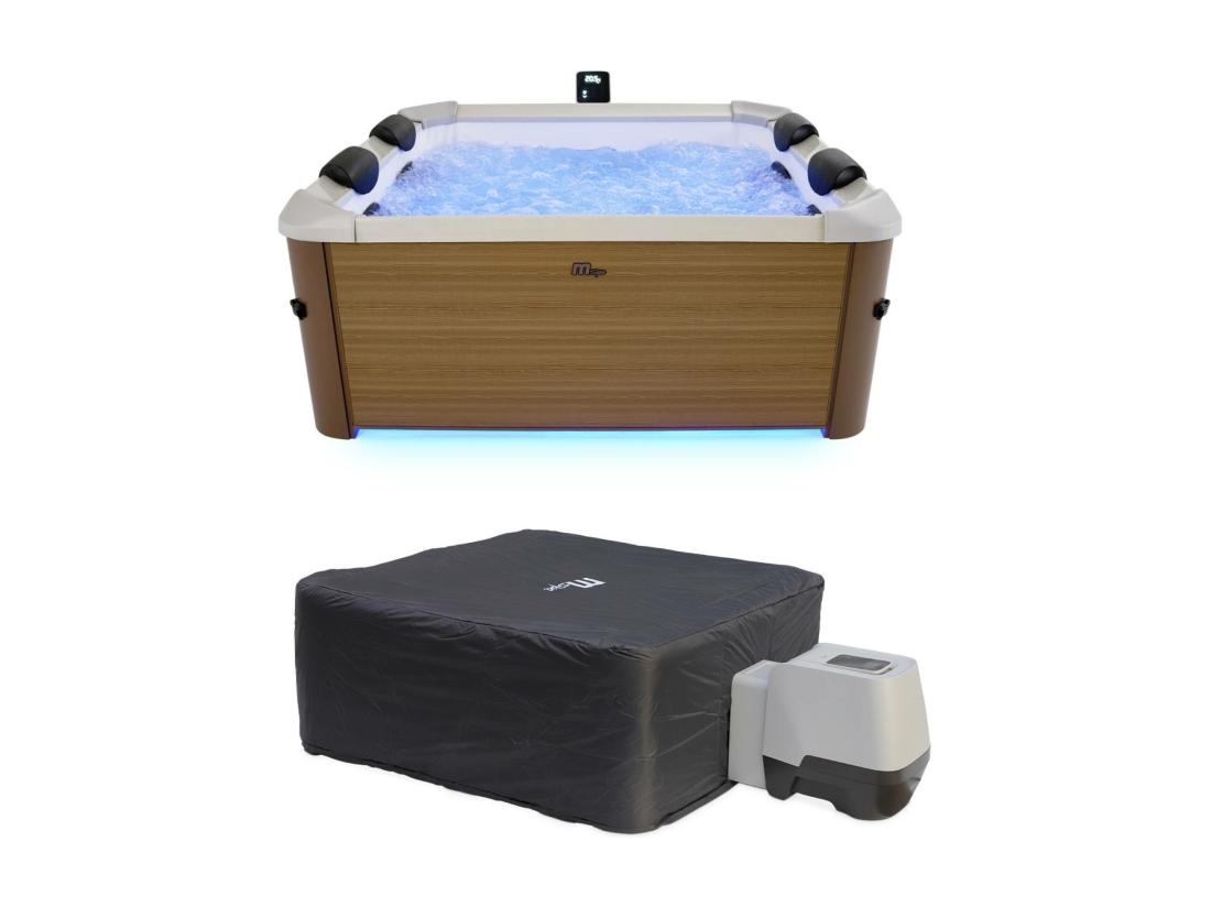 vente unique Spa rigide 6 places hydromassages. 4 coussins avec housse de protection. OSLO AMBER. beige. L 160 x P 160 x H 65 cm
