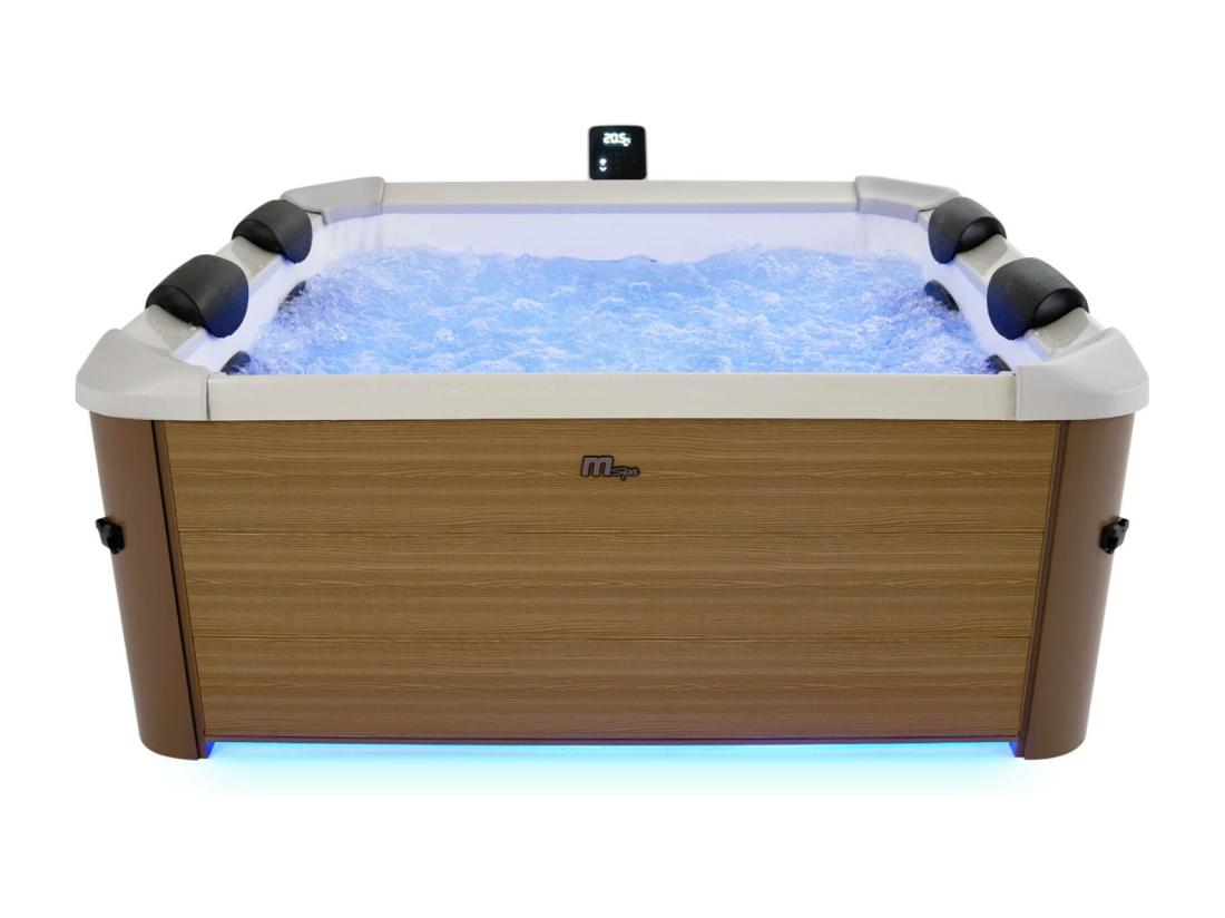 vente unique Spa rigide 6 places hydromassages. 4 coussins. OSLO AMBER. L 160 x P 160 x H 65 cm. beige