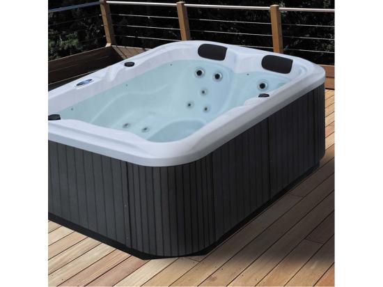Vente Unique Spa Rigide Gris Et Blanc Marbré Jets Et Leds Costa (3 Places Dont 2 Allongées)