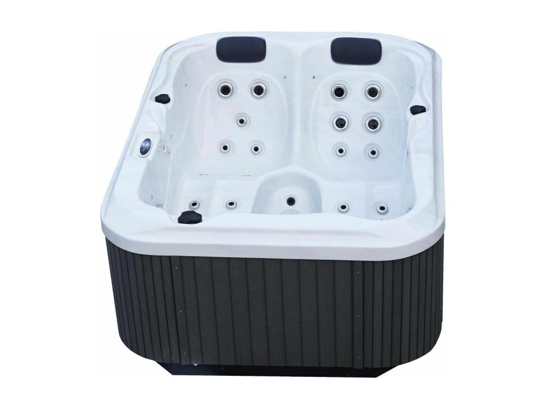 Vente Unique Spa Rigide Gris Et Blanc Marbré Jets Et Leds Costa (3 Places Dont 2 Allongées)