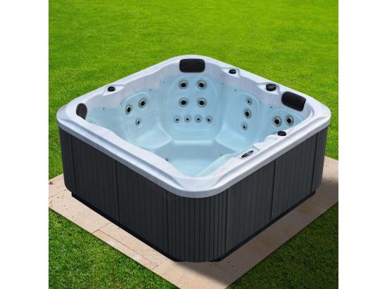 Vente Unique Spa Rigide Gris Et Blanc Marbré Jets Et Leds Florida (6 Places Dont 1 Allongée)