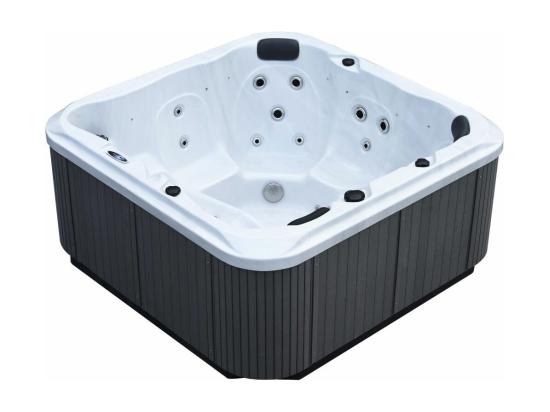 Vente Unique Spa Rigide Gris Et Blanc Marbré Jets Et Leds Florida (6 Places Dont 1 Allongée)