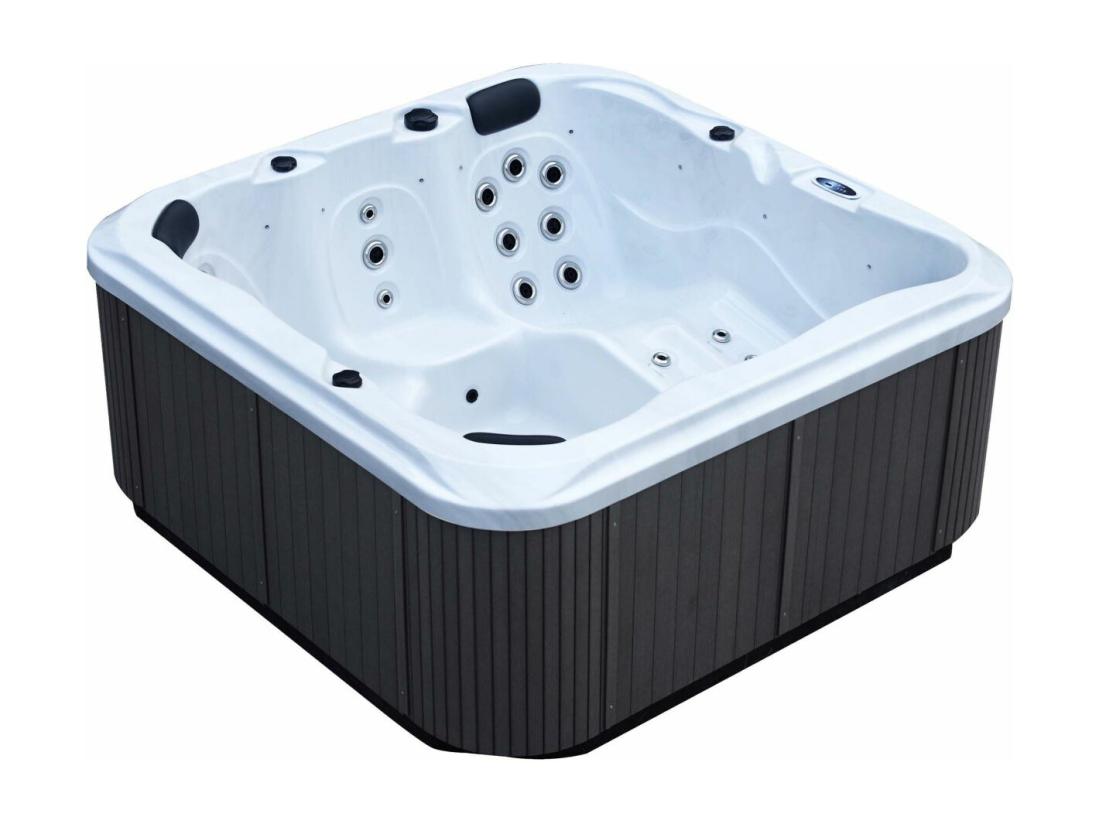vente unique Spa rigide gris et blanc marbré jets et leds Florida (6 places dont 1 allongée)