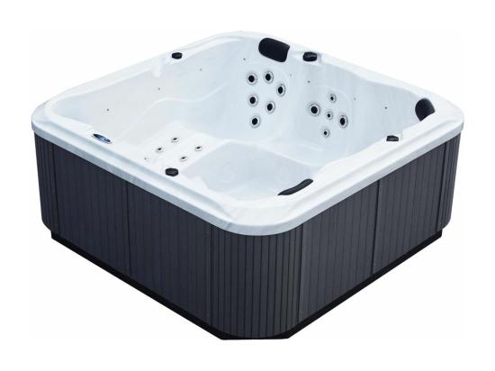 Vente Unique Spa Rigide Gris Et Blanc Marbré Jets Et Leds Ornella (5 Places Dont 2 Allongées)