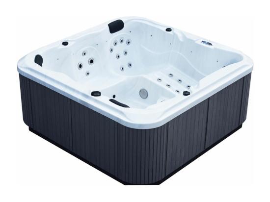 vente unique Spa rigide gris et blanc marbré jets et leds Ornella (5 places dont 2 allongées)