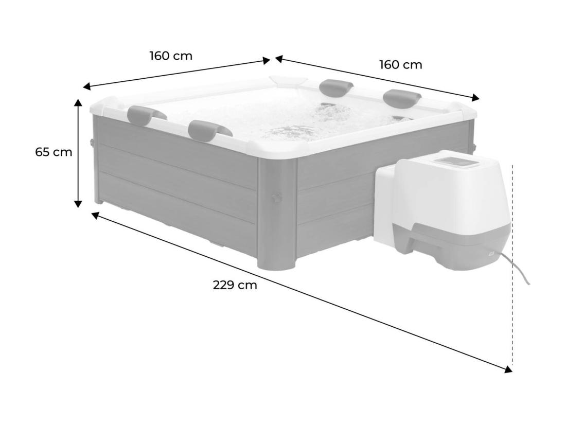 Vente Unique SPA Rigide OSLO MSPA 6 Personnes Gris. 4 Coussins. Bâche Incluse. Hydromassages Système