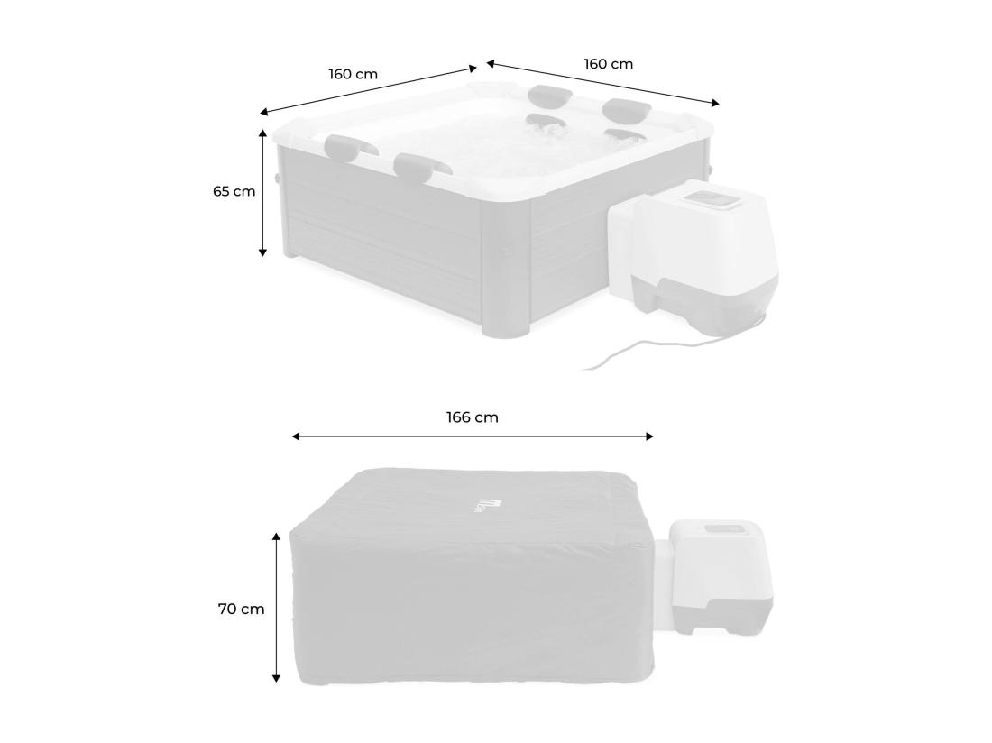 Vente Unique SPA Rigide OSLO MSPA 6 Personnes Gris. 4 Coussins. Bâche Incluse + Housse Thermique. Hydromassages Système