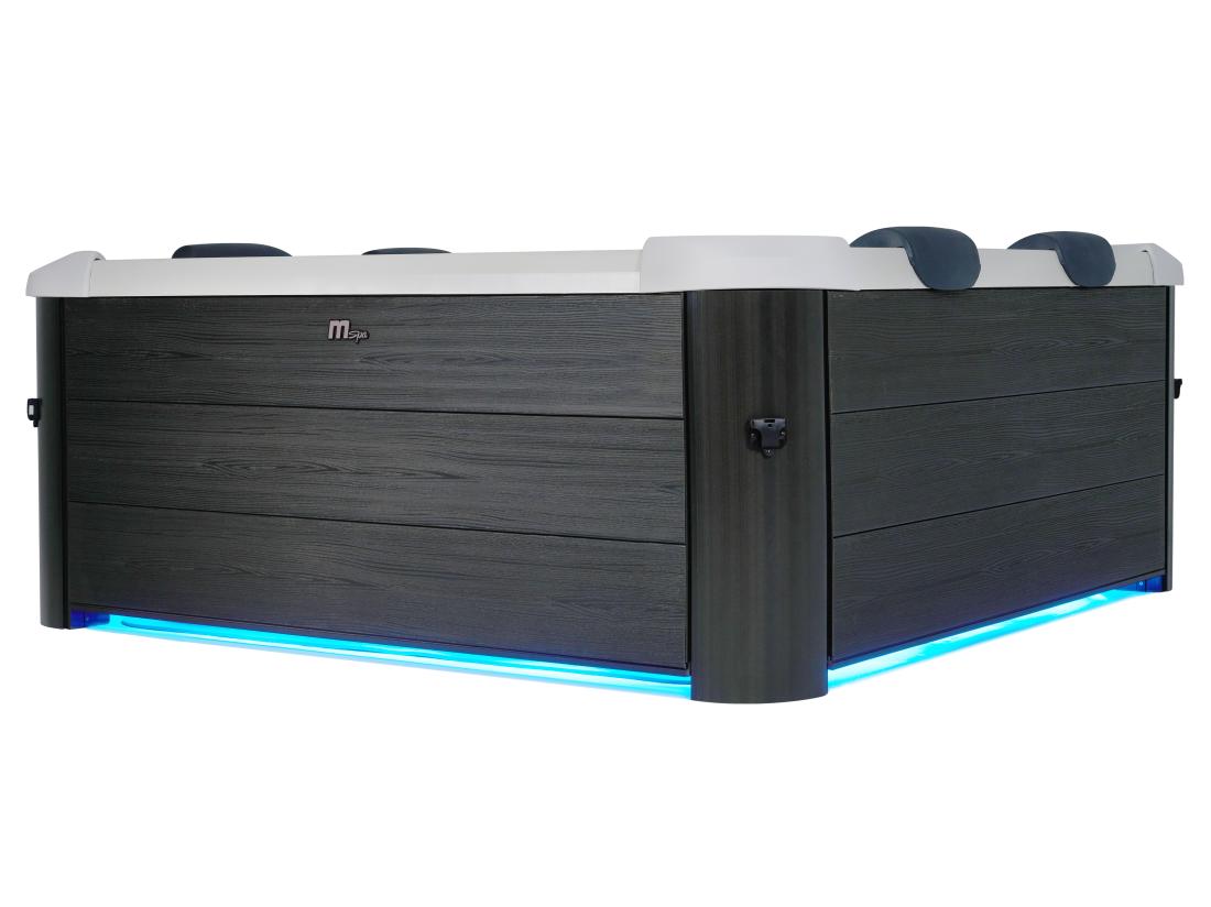 Vente Unique Spa Semi-rigide MSpa 6 Places Gris Anthracite Avec LED Et Accessoires -128 Jets - L160 X L160 X H65 Cm - NAPUKA