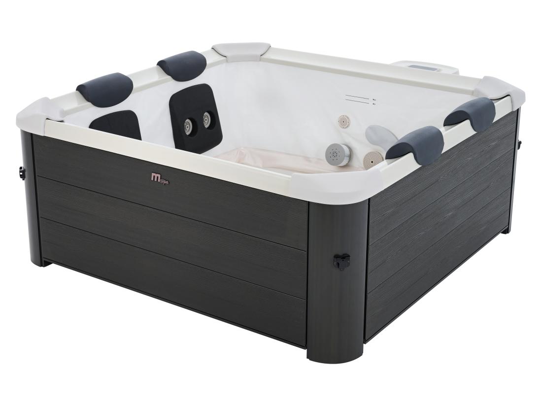 Vente Unique Spa Semi-rigide MSpa 6 Places Gris Anthracite Avec LED Et Accessoires -128 Jets - L160 X L160 X H65 Cm - NAPUKA