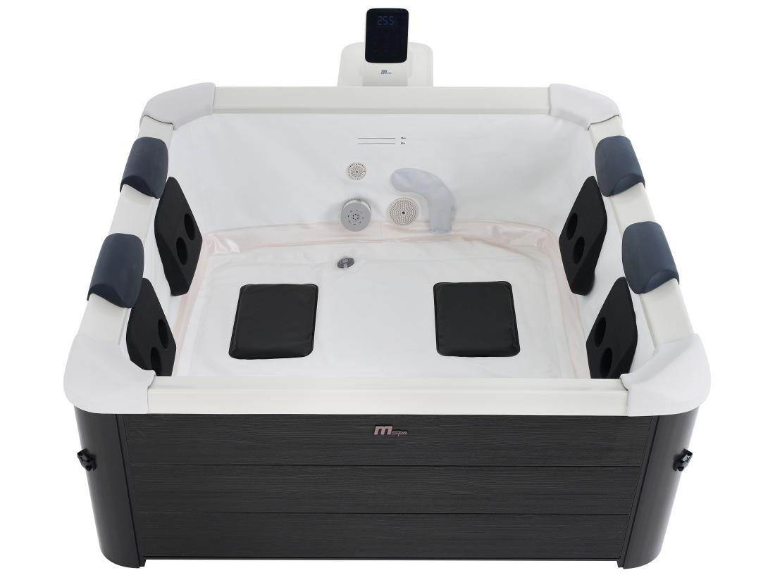 Vente Unique Spa Semi-rigide MSpa 6 Places Gris Anthracite Avec LED Et Accessoires -128 Jets - L160 X L160 X H65 Cm - NAPUKA