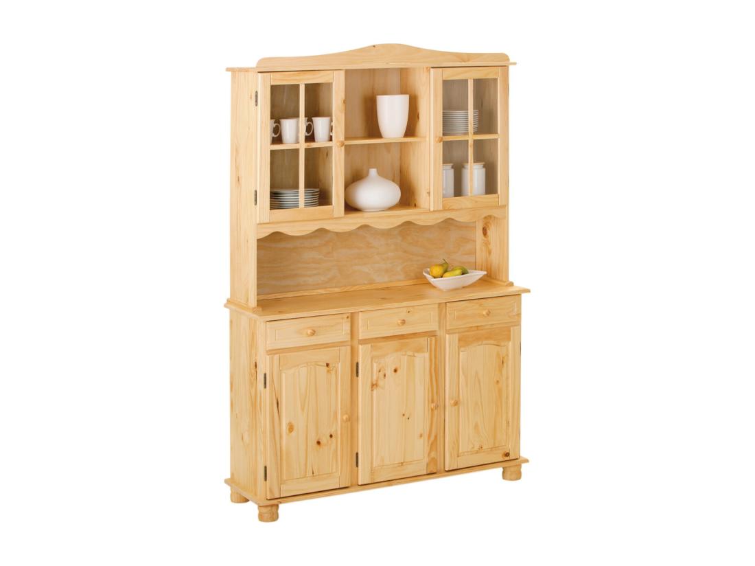 vente unique STAN - Buffet Vaisselier 5 Portes 3 Tiroirs Bois Massif