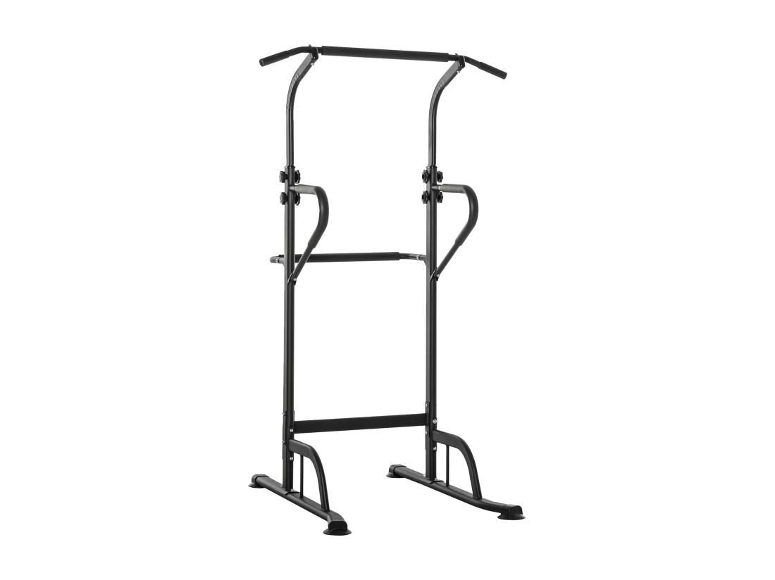 Vente Unique Station De Musculation Multifonction Barre De Traction Chaise Romaine Réglable Acier Noir