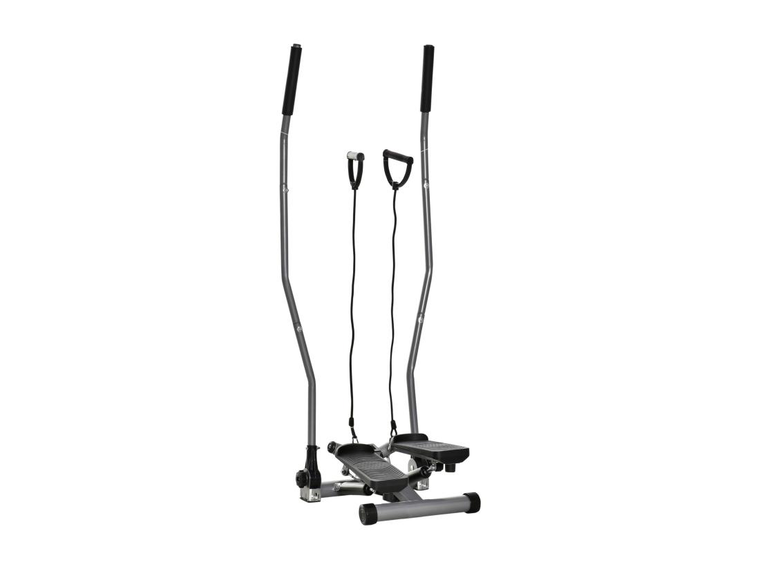 Vente Unique Stepper Avec Guidon Extenseurs écran LCD Multifonction Acier ABS Gris Noir