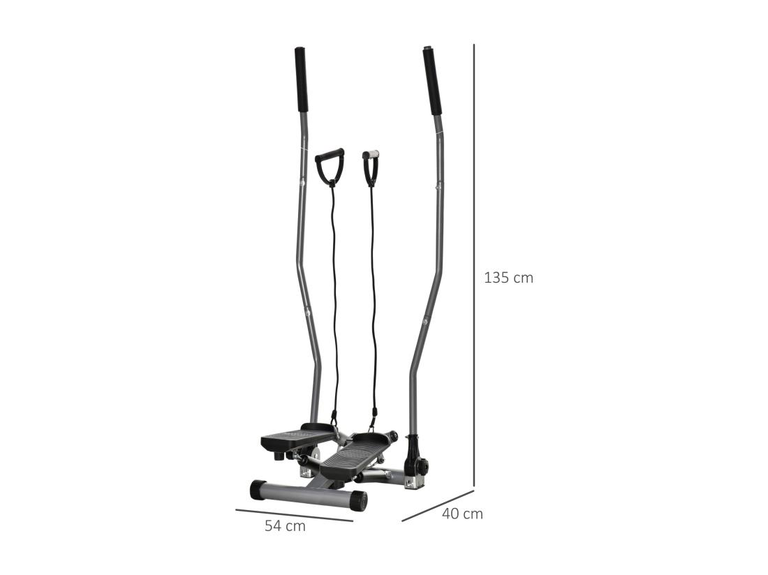 Vente Unique Stepper Avec Guidon Extenseurs écran LCD Multifonction Acier ABS Gris Noir