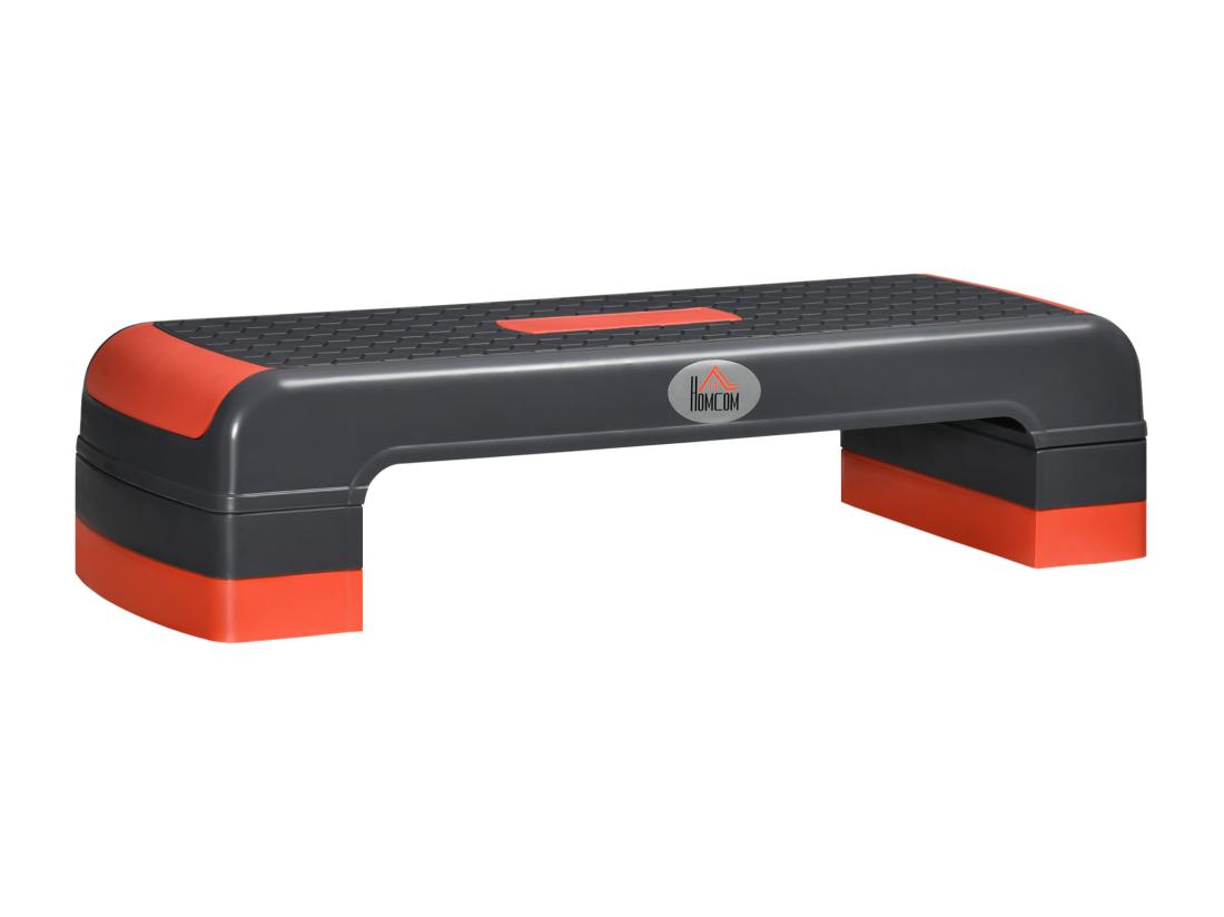 Vente Unique Stepper Fitness Aerobic Hauteur Reglable Surface Antiderapante Dim. 78L X 28l X 10/15/20H Cm PP Noir Rouge
