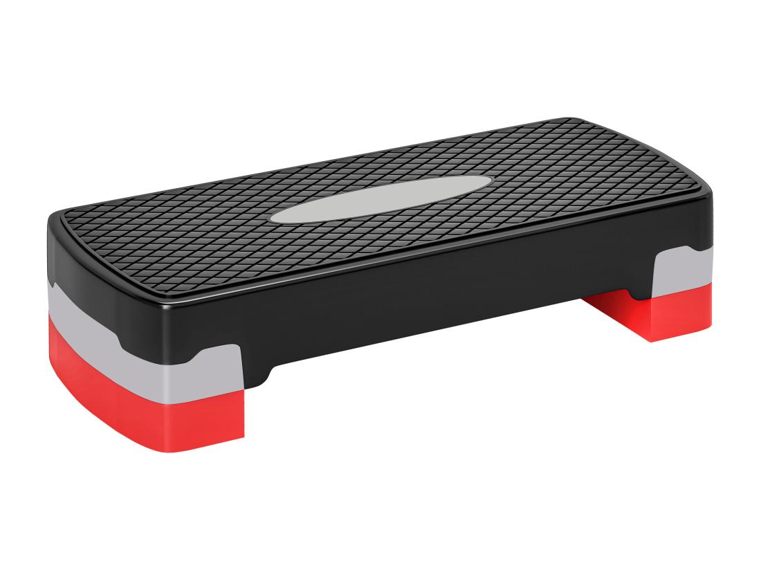 vente unique Stepper Fitness Aerobic hauteur reglable surface antiderapante dim. 68L x 29l x 10-15H cm plastique noir gris rouge