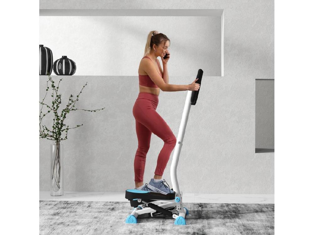 Vente Unique Stepper Fitness Avec Guidon Ergonomique - écran LCD Multifonction - Résistance Réglable - Acier Blanc Bleu Noir