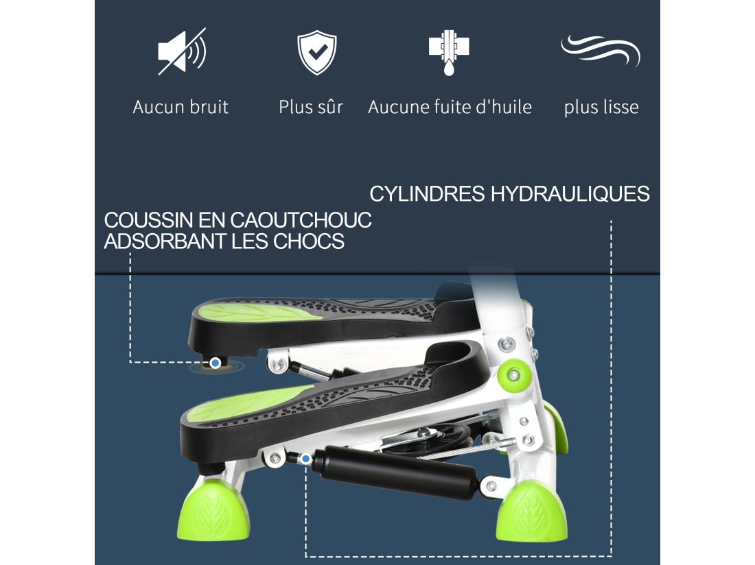 Vente Unique Stepper Fitness Avec Guidon Ergonomique - écran LCD Multifonction - Résistance Réglable - Acier Blanc Vert Noir