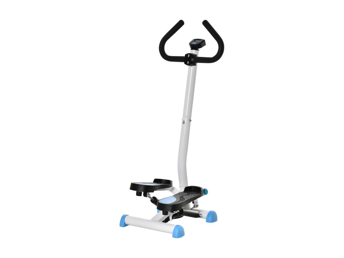 vente unique Stepper Fitness avec guidon ergonomique - écran LCD multifonction - résistance réglable - acier blanc bleu noir