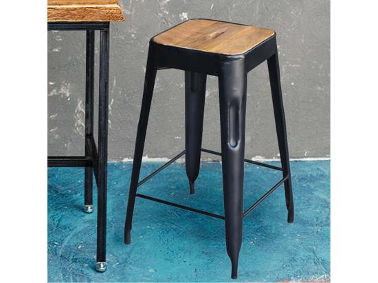 Vente Unique STEVE - Tabouret Industriel Bois Et Acier H64cm