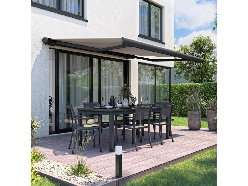 vente unique Store banne coffre integral 2.95x2.5m aluminium taupe