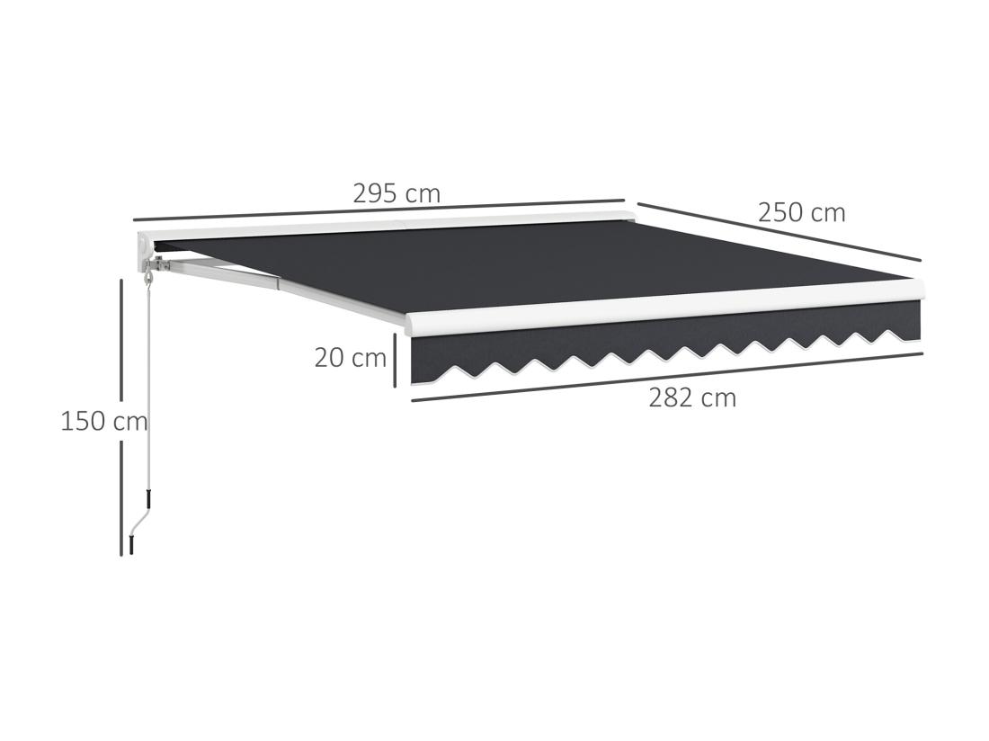 Vente Unique Store Banne électrique Manuel Rétractable Dim. 2 95L X 2 50l M Anthracite