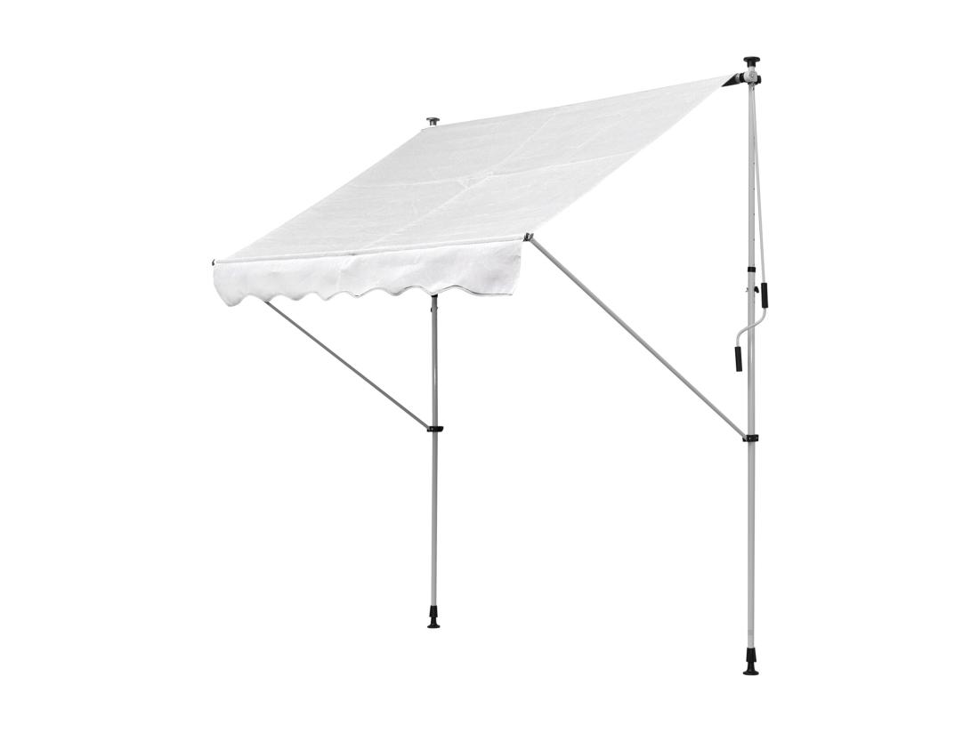 Vente Unique Store Banne Manuel Rétractable 2L X 1 5l X 1 7-2 8H M Inclinaison Réglable Installation Rapide Métal Alu Polyester Blanc