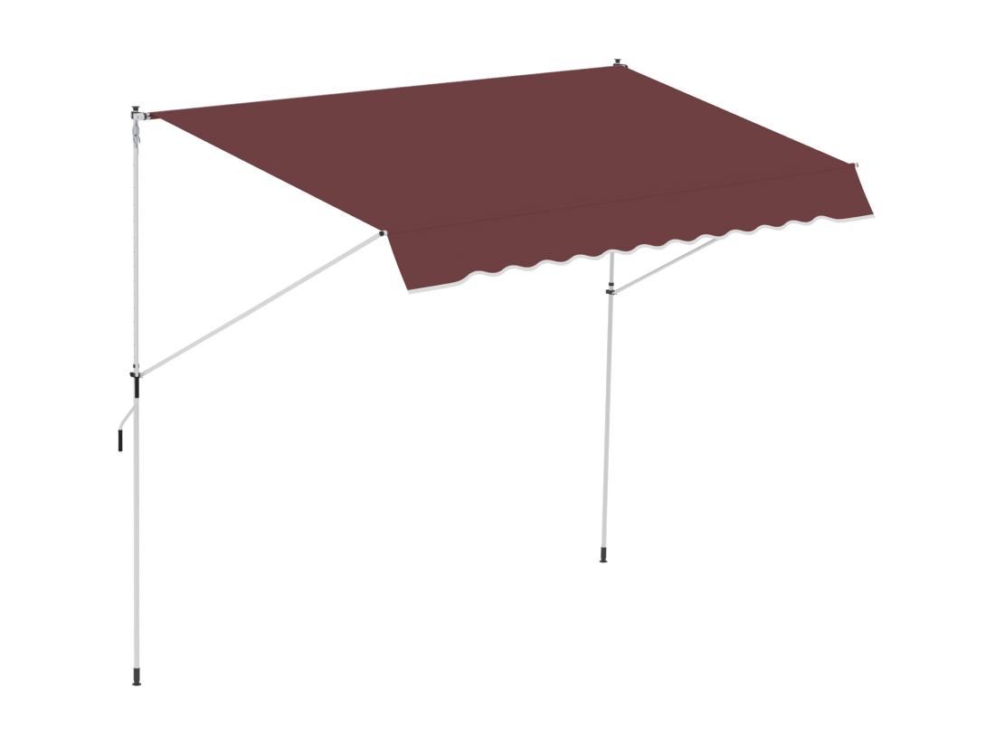 Vente Unique Store Banne Manuel Rétractable 3L X 1 5l M Inclinaison Et Hauteur Réglable Installation Rapide Métal Alu Polyester Anti-UV Bordeaux