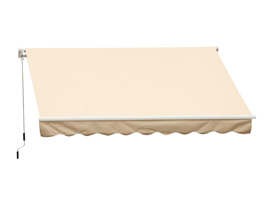 Vente Unique Store Banne Manuel Rétractable Alu. Polyester Imperméabilisé Haute Densité 4 X 2 5 M Beige