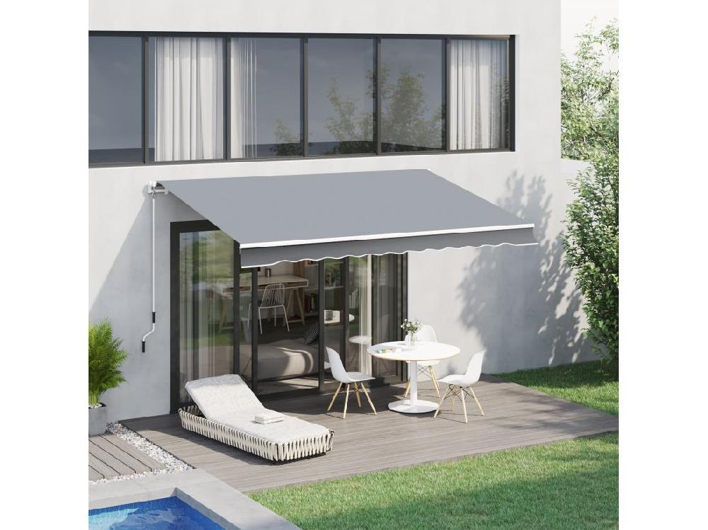 vente unique Store banne manuel rétractable alu. polyester imperméabilisé haute densité 4 x 2 5 m gris