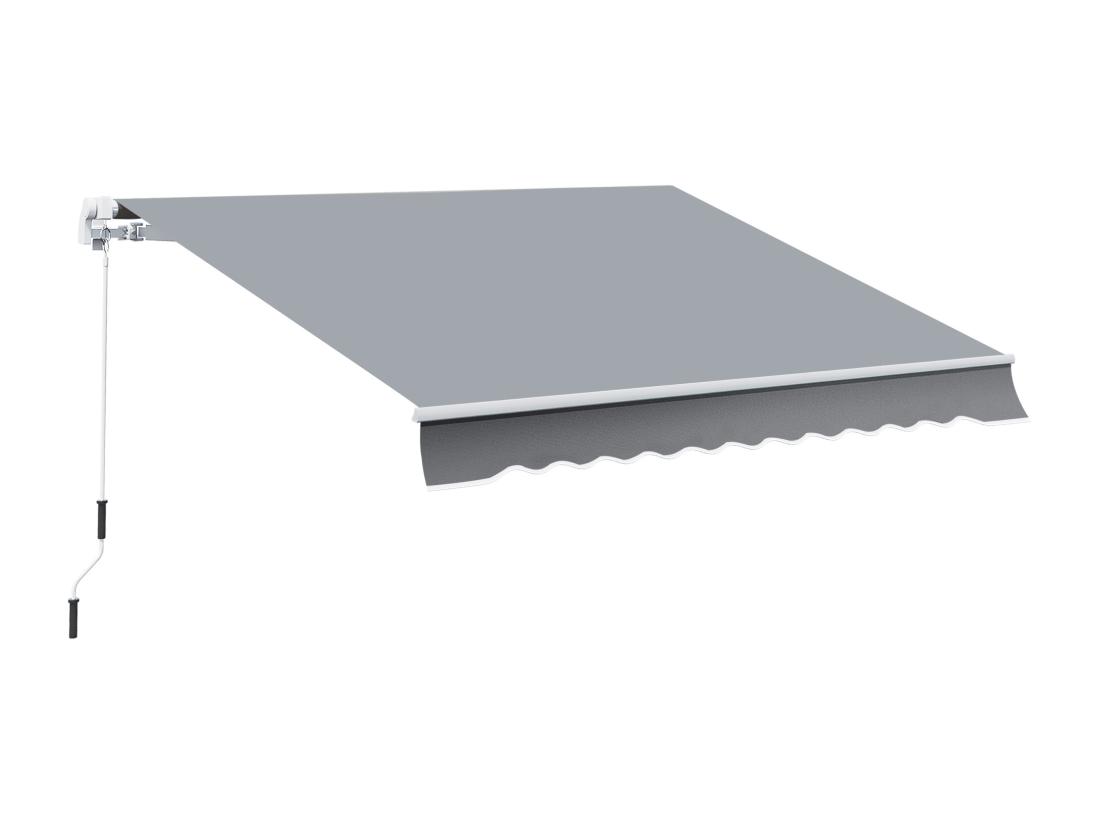 Vente Unique Store Banne Manuel Rétractable Aluminium Polyester Imperméabilisé 3L X 2 5l M Gris