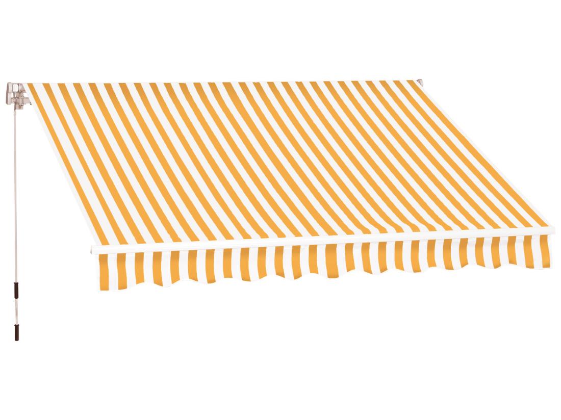 Vente Unique Store Banne Manuel Rétractable Aluminium Polyester Imperméabilisé 3L X 2 5l M Orange Blanc Rayé