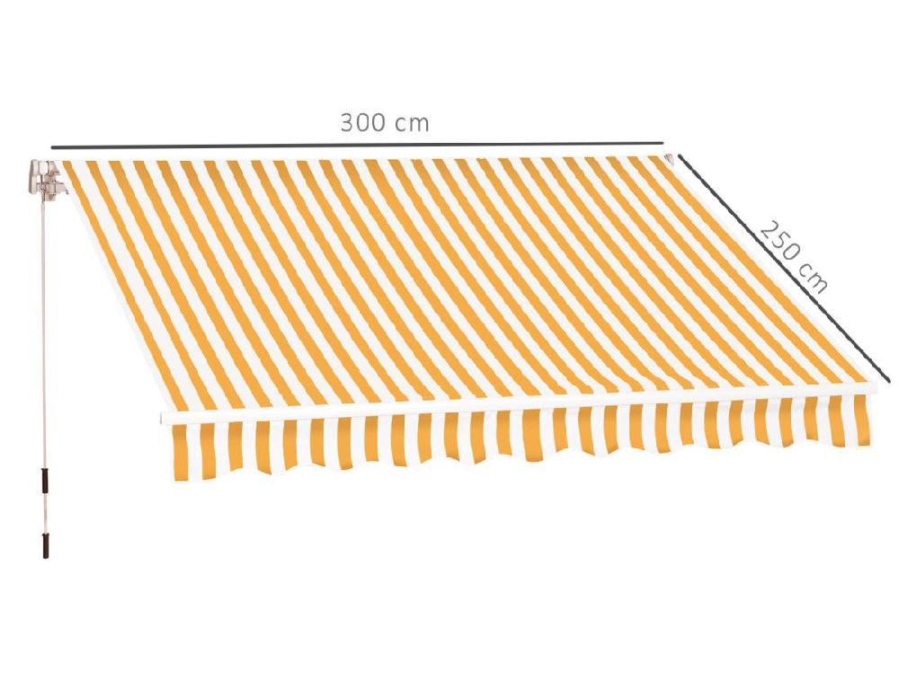 Vente Unique Store Banne Manuel Rétractable Aluminium Polyester Imperméabilisé 3L X 2 5l M Orange Blanc Rayé
